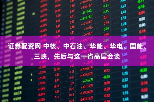 证券配资网 中核、中石油、华能、华电、国能、三峡，先后与这一省高层会谈
